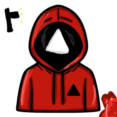 a person with non face waering a hoodie with a small triangle symbol