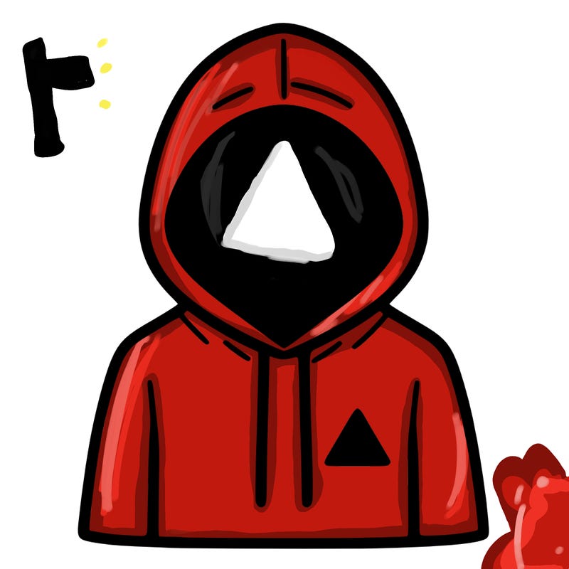 a person with non face waering a hoodie with a small triangle symbol
