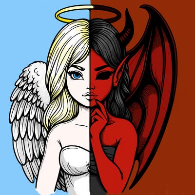 realistic angel half demon