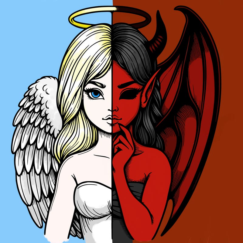 realistic angel half demon