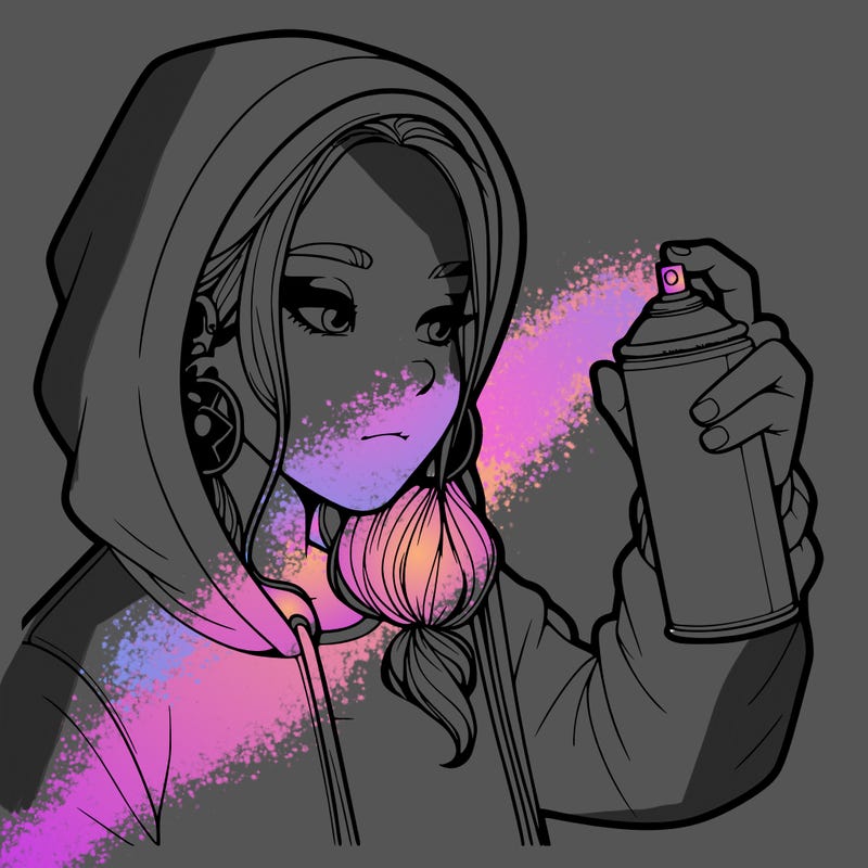 a realistic girl, spray painting
