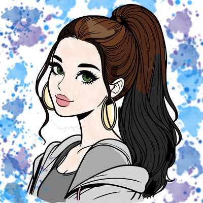 realistic girl with a high ponytail