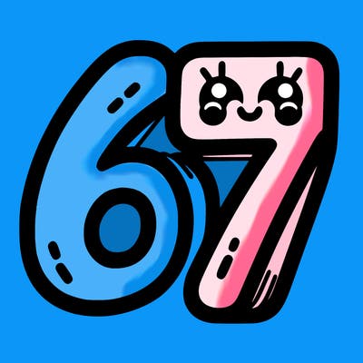 the numbers 67