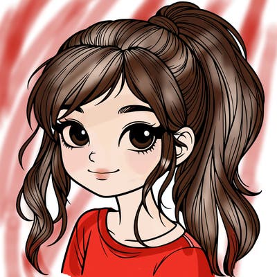realistic girl with ponytail