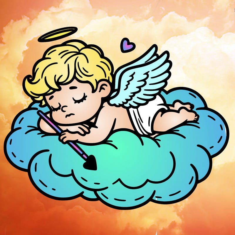 cupid asleep on a cloud