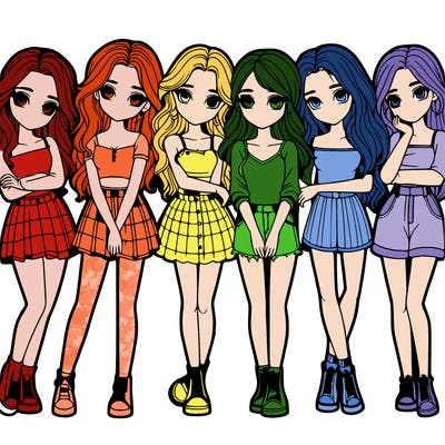 a group of girls realistic