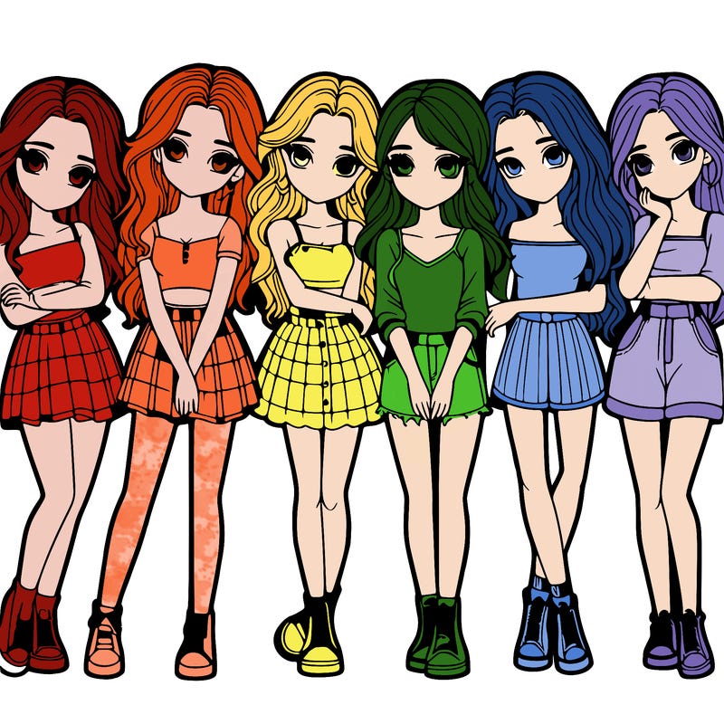 a group of girls realistic