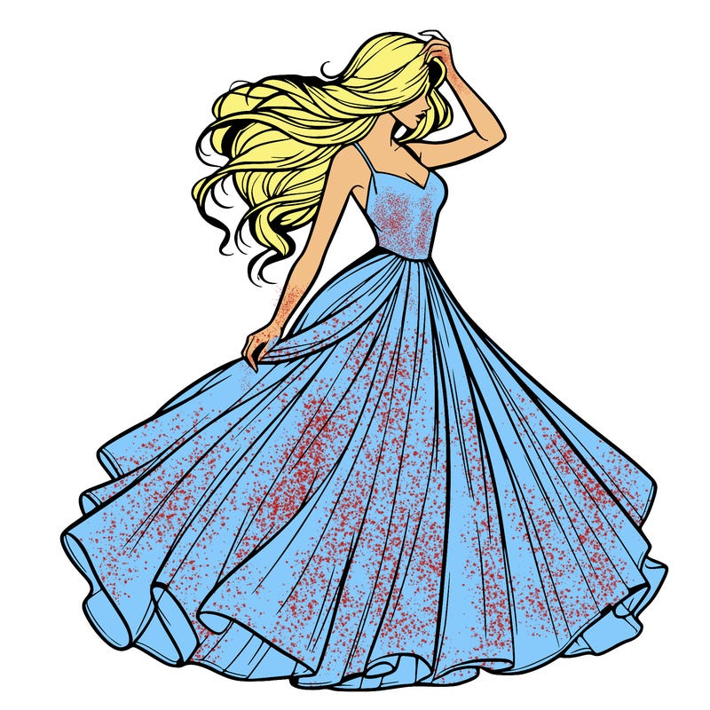 realistic woman with dress flowing in the wind