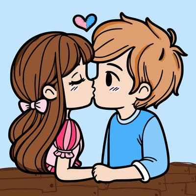 girl and boy kissing