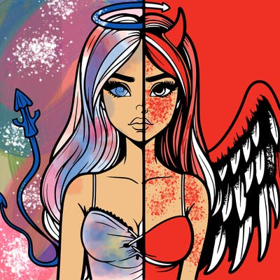 devil vs angel realistic girl