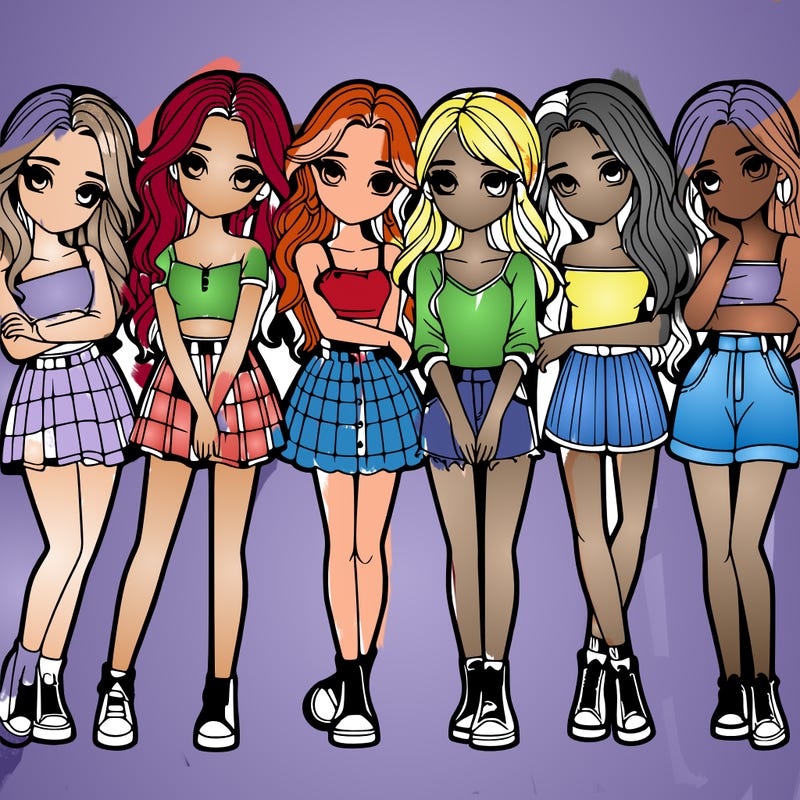 a group of girls realistic