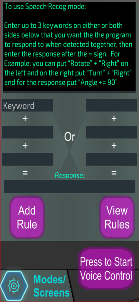 Arduino Bluetooth Pro speech recognition interface for setting up custom voice command keywords and responses