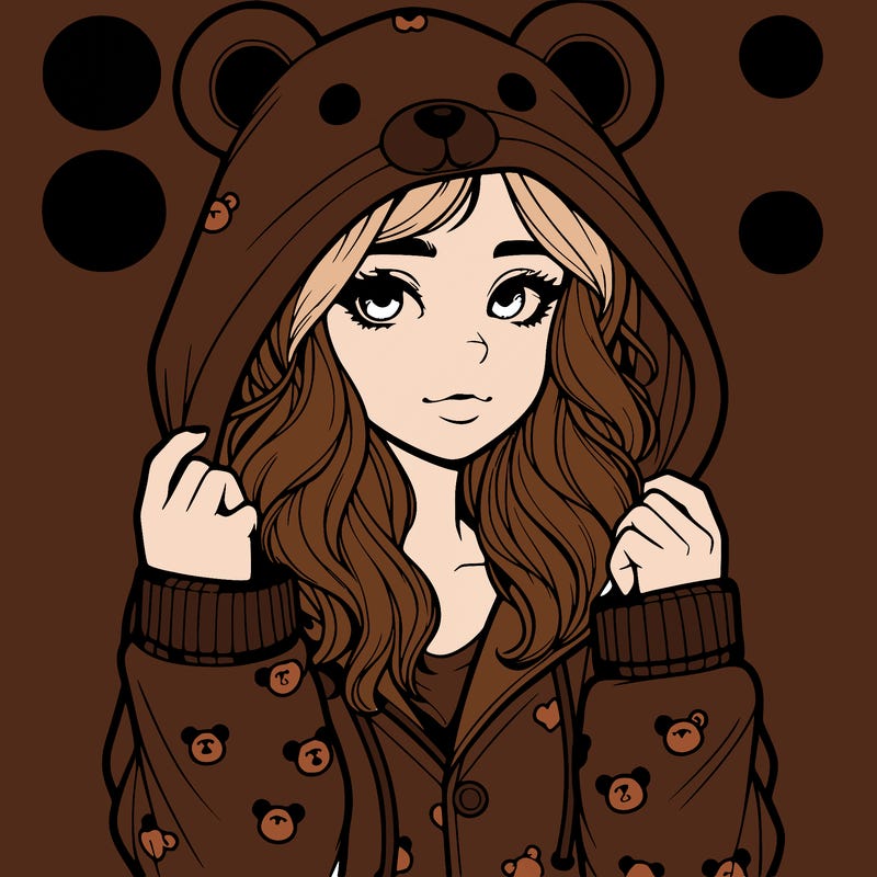 realistic girl in a animal pjs hoodie