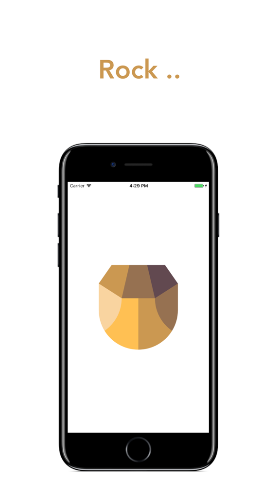Rock Paper Scissors. - A smartphone screen showing a geometric rock icon in the Rock Paper Scissors app