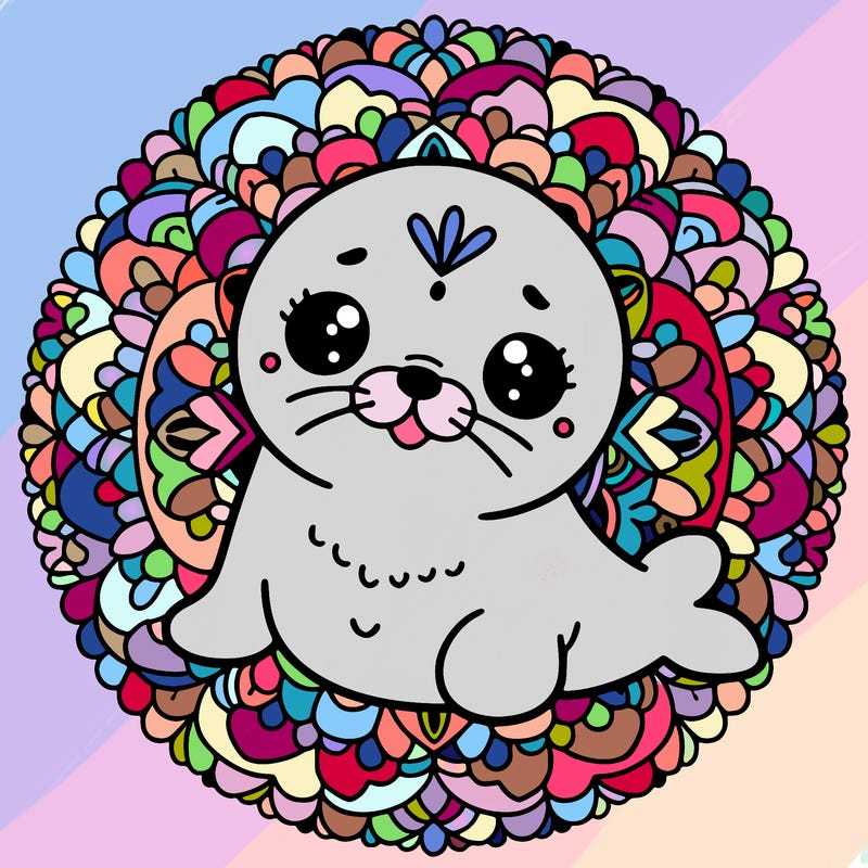 a cute baby seal mandala