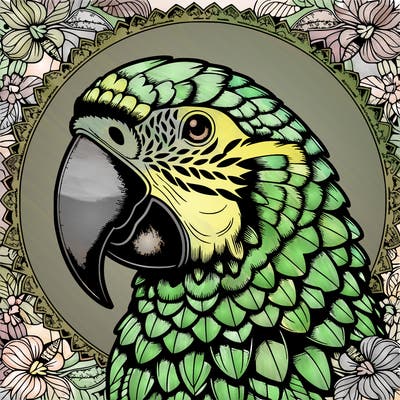 realistic parrot mandala