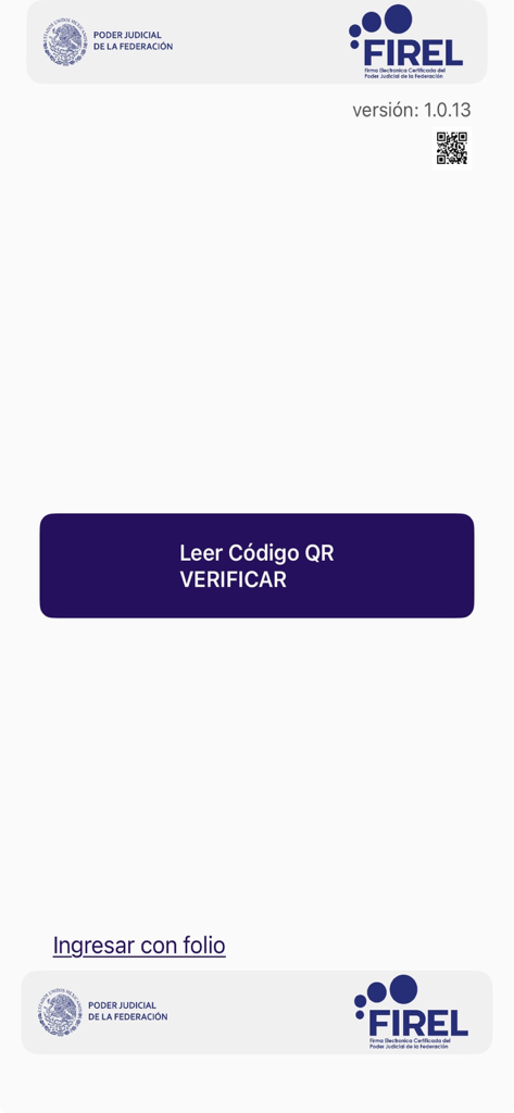 FiREL PJF - FiREL PJF mobile App-Oberfläche zur QR-Code-Verifizierung