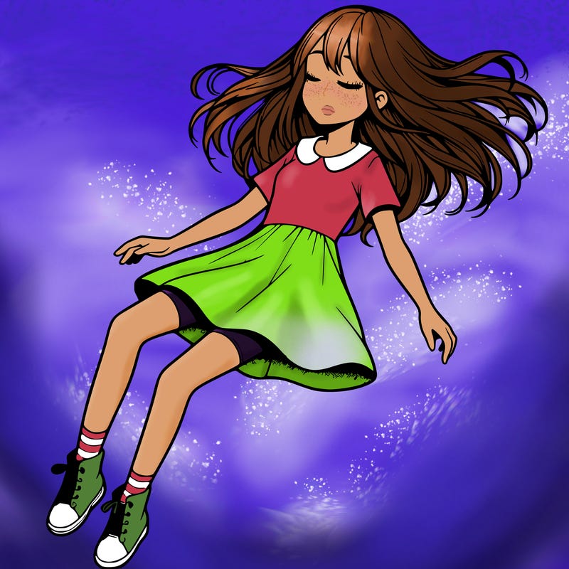 realistic girl floating