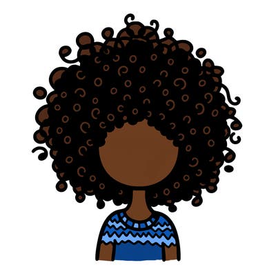a full black women’s body picture with curly hair