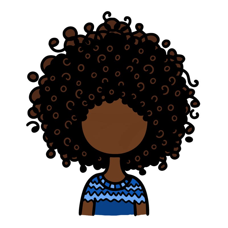 a full black women’s body picture with curly hair
