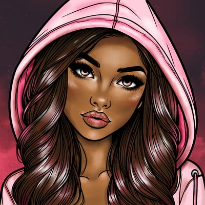 realistic beautiful girl with a hood on