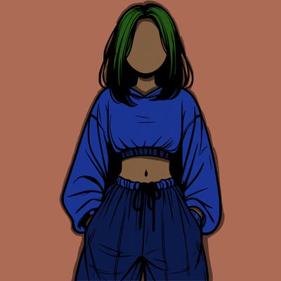 realistic girl faceless with baggy pants and a crop top