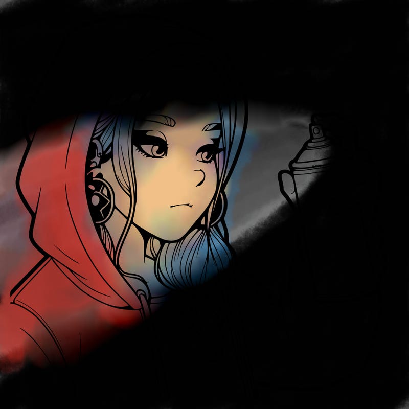 a realistic girl, spray painting