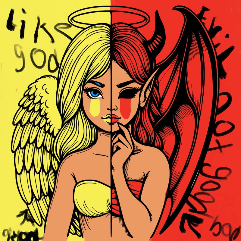 realistic angel half demon