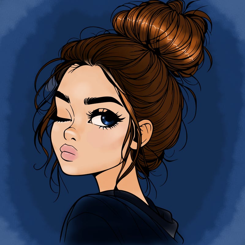 realistic girl with messy bun giving side eye