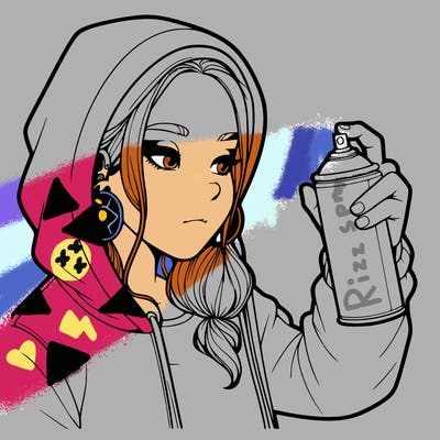 a realistic girl, spray painting