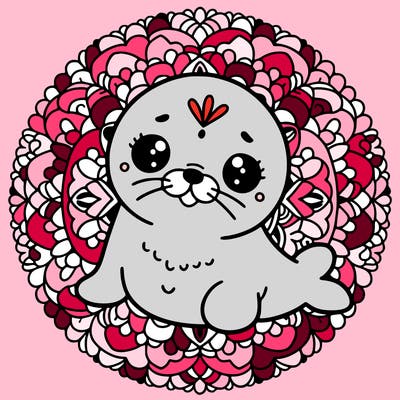 a cute baby seal mandala