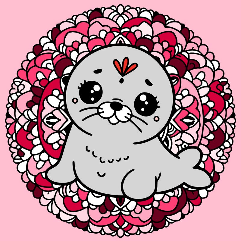 a cute baby seal mandala