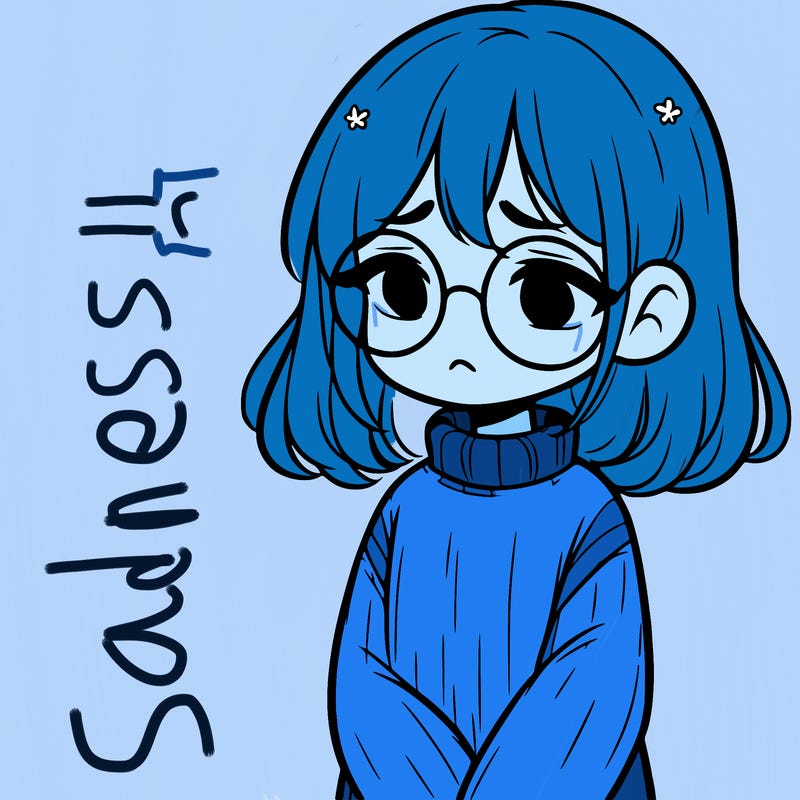 sad girl with glasses in a sweater