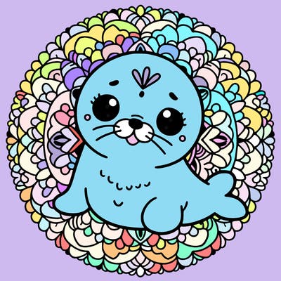 a cute baby seal mandala