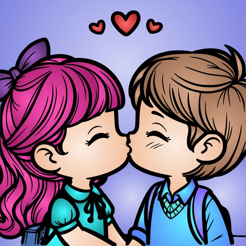 boy and girl kissing