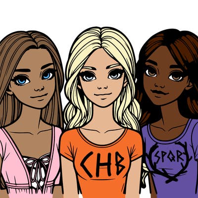 three realistic girls