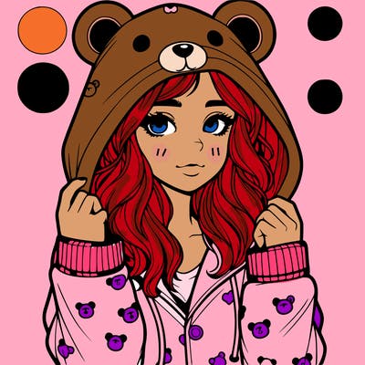 realistic girl in a animal pjs hoodie