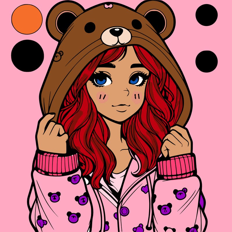 realistic girl in a animal pjs hoodie