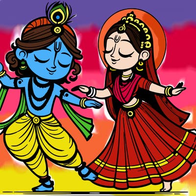 radha is dancing with krishna