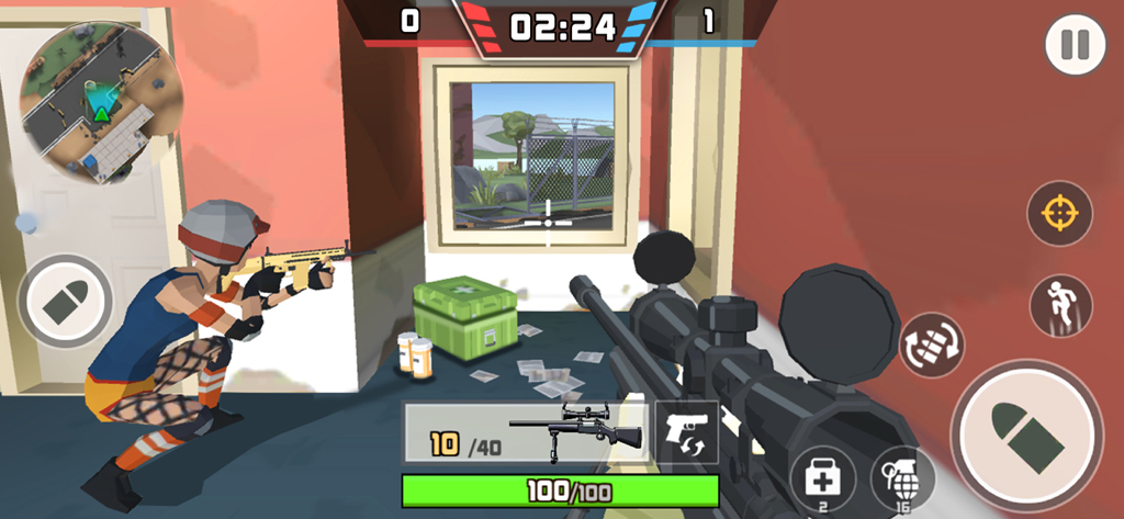 Critical Trigger 3D: Toon PvP - Primer plano de jugabilidad de francotirador en Critical Trigger 3D con gráficos toon