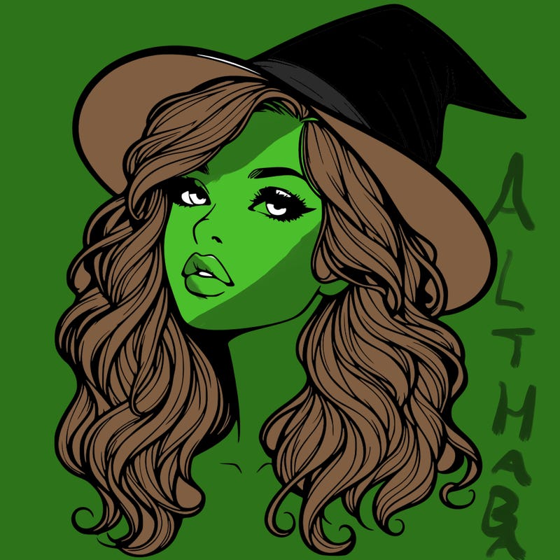 realistic witch girl with wavy hair and lips