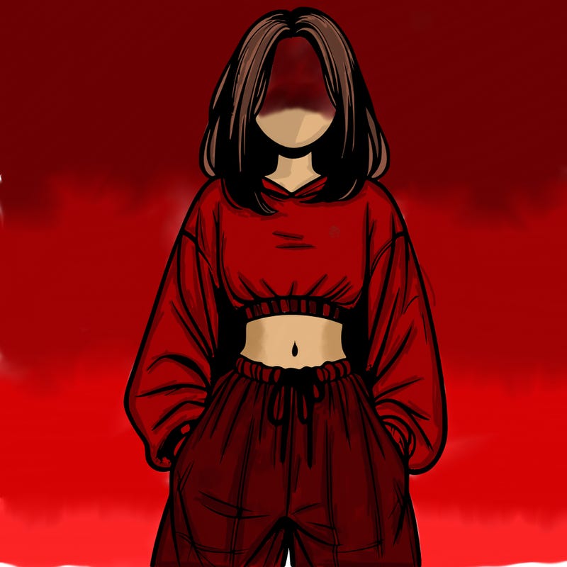 realistic girl faceless with baggy pants and a crop top