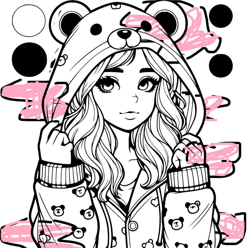 realistic girl in a animal pjs hoodie