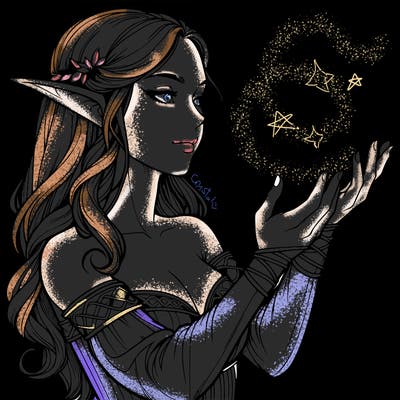 realistic elf girl doing magic