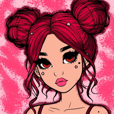 realistic girl with space buns