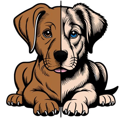 realistic dog split picture