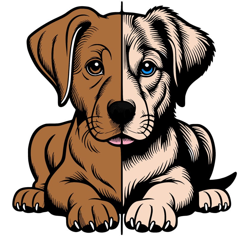 realistic dog split picture
