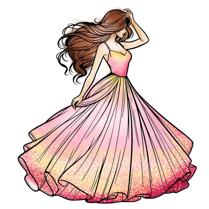 realistic woman with dress flowing in the wind