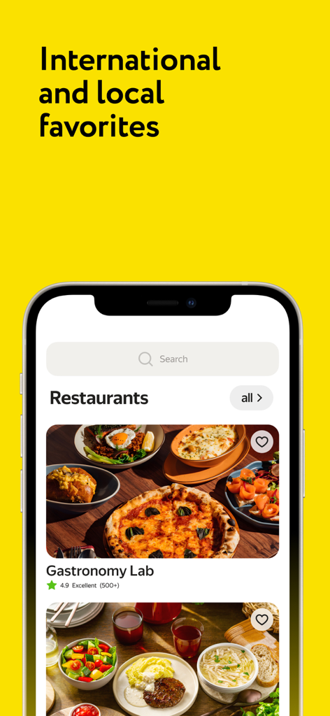 Express24: food & grocery - Express24 app screen showcasing international and local restaurant favorites with food photos