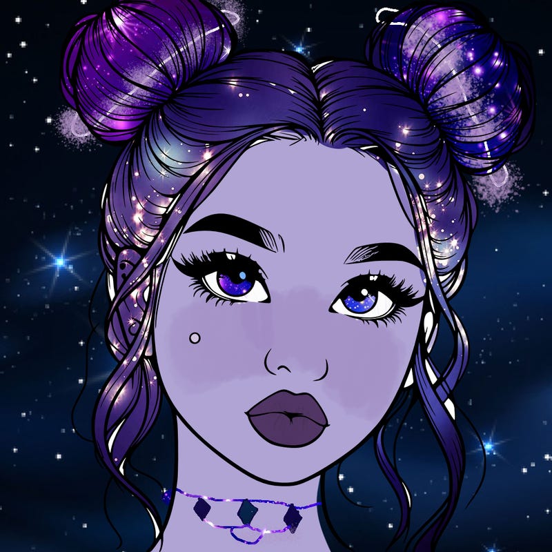 realistic girl with two buns on her hair and lips